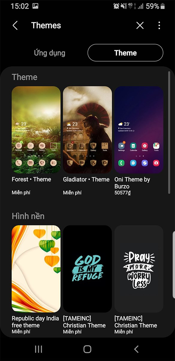 Theme đẹp mắt trên Galaxy Apps