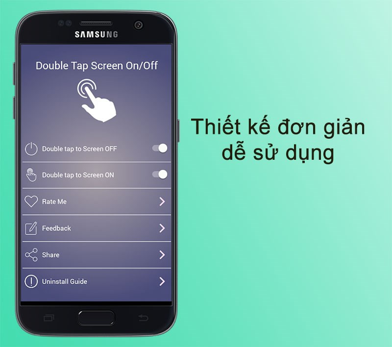 Thiết kế đơn giản, dễ sử dụng của ứng dụng Double Tap Screen On/Off