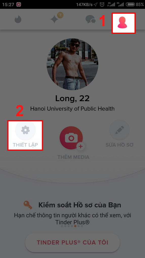 Thiết lập Tinder