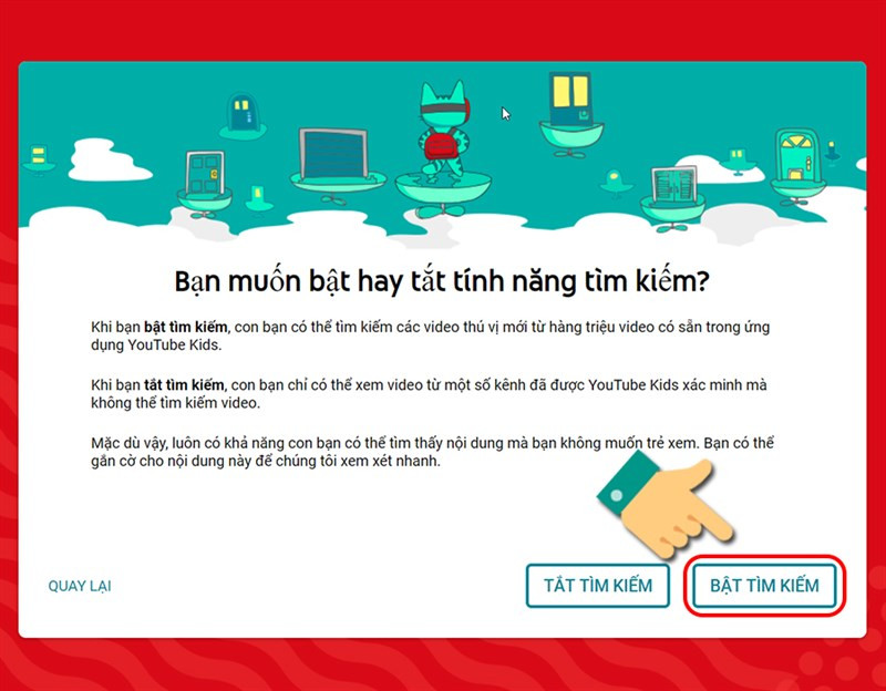 Thiết lập tính năng tìm kiếm trên YouTube Kids