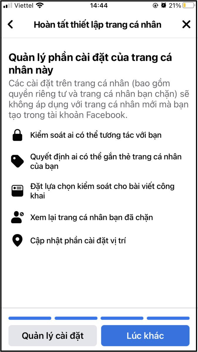 Thiết lập trang cá nhân facebook