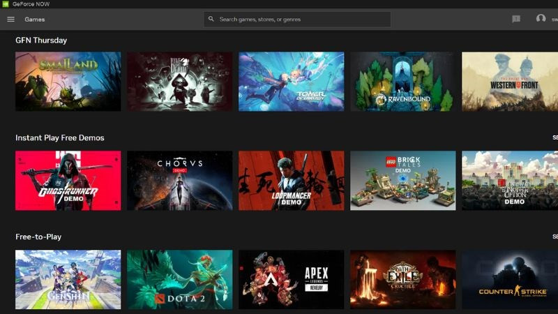 Thư viện game phong phú của NVIDIA GeForce NOW