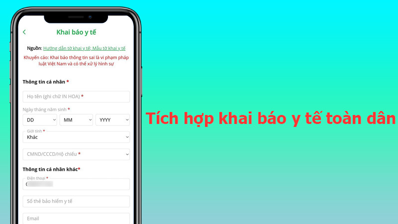 Tích hợp khai báo y tế toàn dân