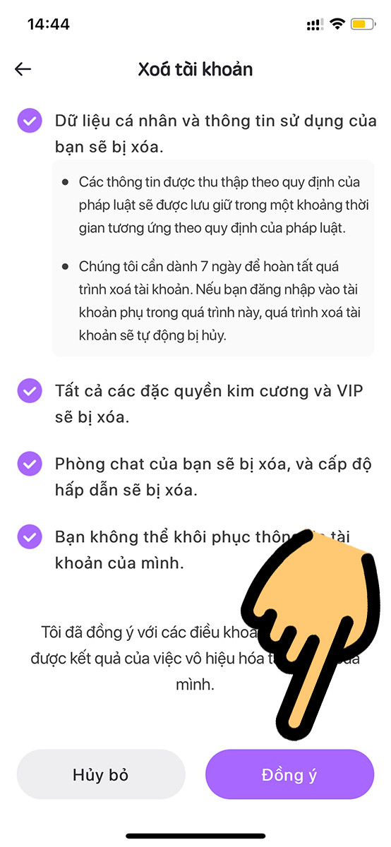 Tick chọn tất cả mục và nhấn Đồng ý