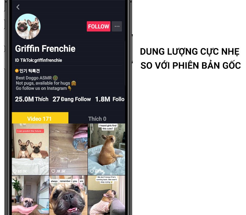 TikTok Lite: Dung lượng nhẹ, cài đặt nhanh chóng