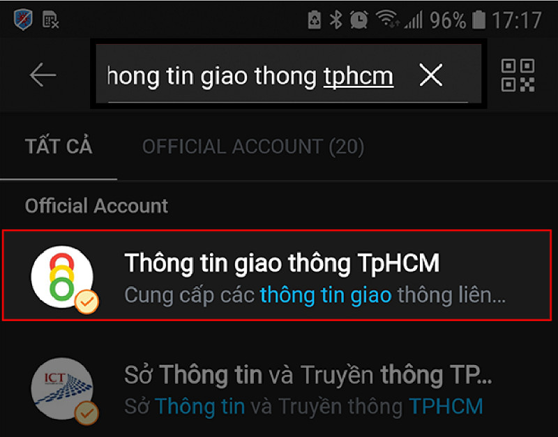 T&igrave;m trang TTGT TPHCM tr&ecirc;n Zalo