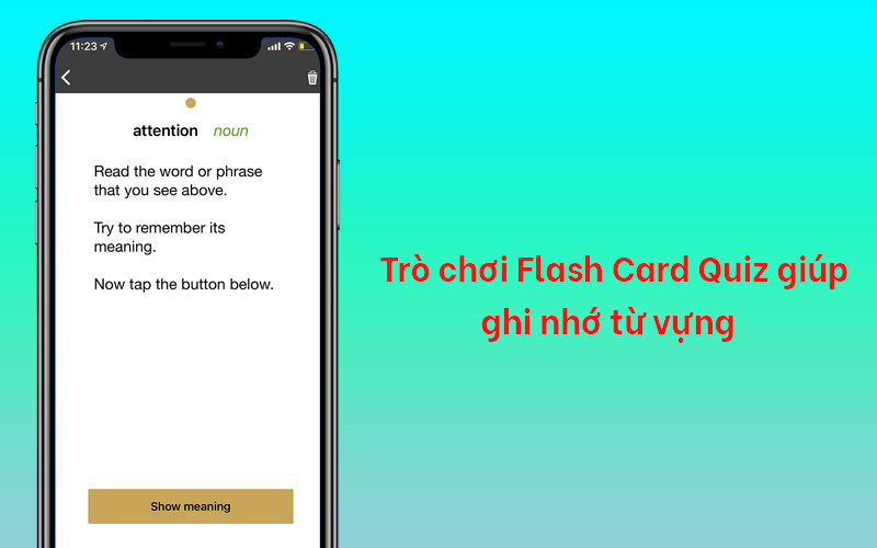 Tr&ograve; chơi Flash Card Quiz gi&uacute;p ghi nhớ từ vựng