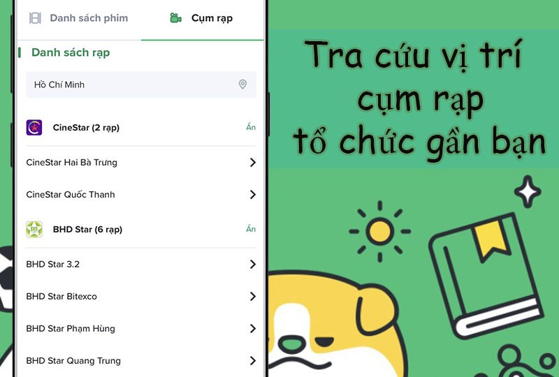 Tra cứu cụm rạp, sự kiện được tổ chức gần bạn