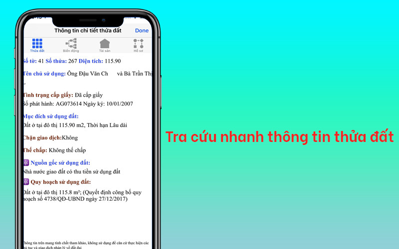 Tra cứu nhanh thông tin thửa đất