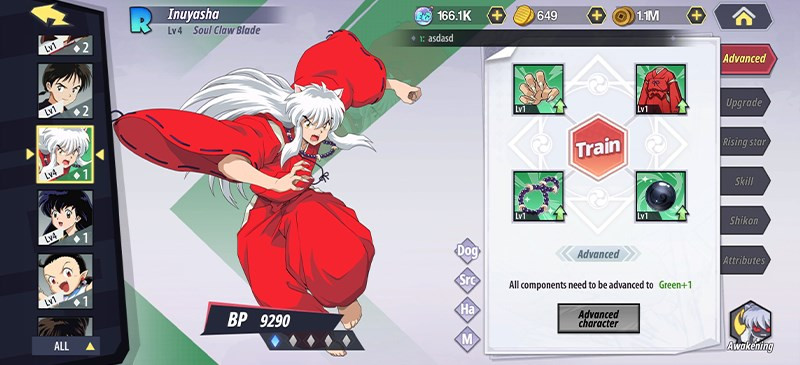 Trang bị trong Inuyasha Awakening