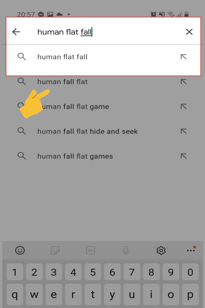 Trên thanh tìm kiếm, nhập tên game Human Fall Flat