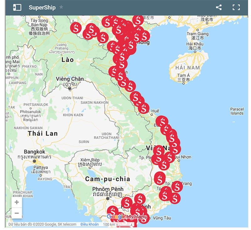 Trụ sở của SuperShip tr&ecirc;n 63 tỉnh th&agrave;nh