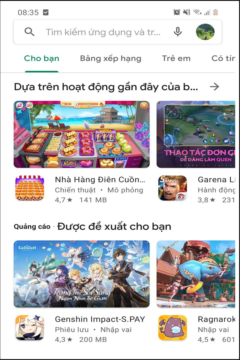 Truy cập vào ứng dụng CH Play trên điện thoại của bạn.