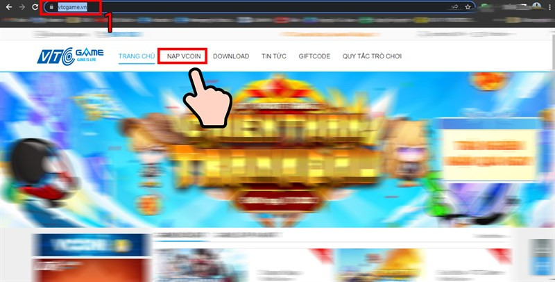 Truy cập vào website vtcgame chọn nạp Vcoin