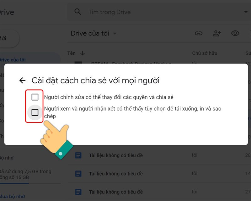 Tùy chỉnh cài đặt chia sẻ trên Google Drive