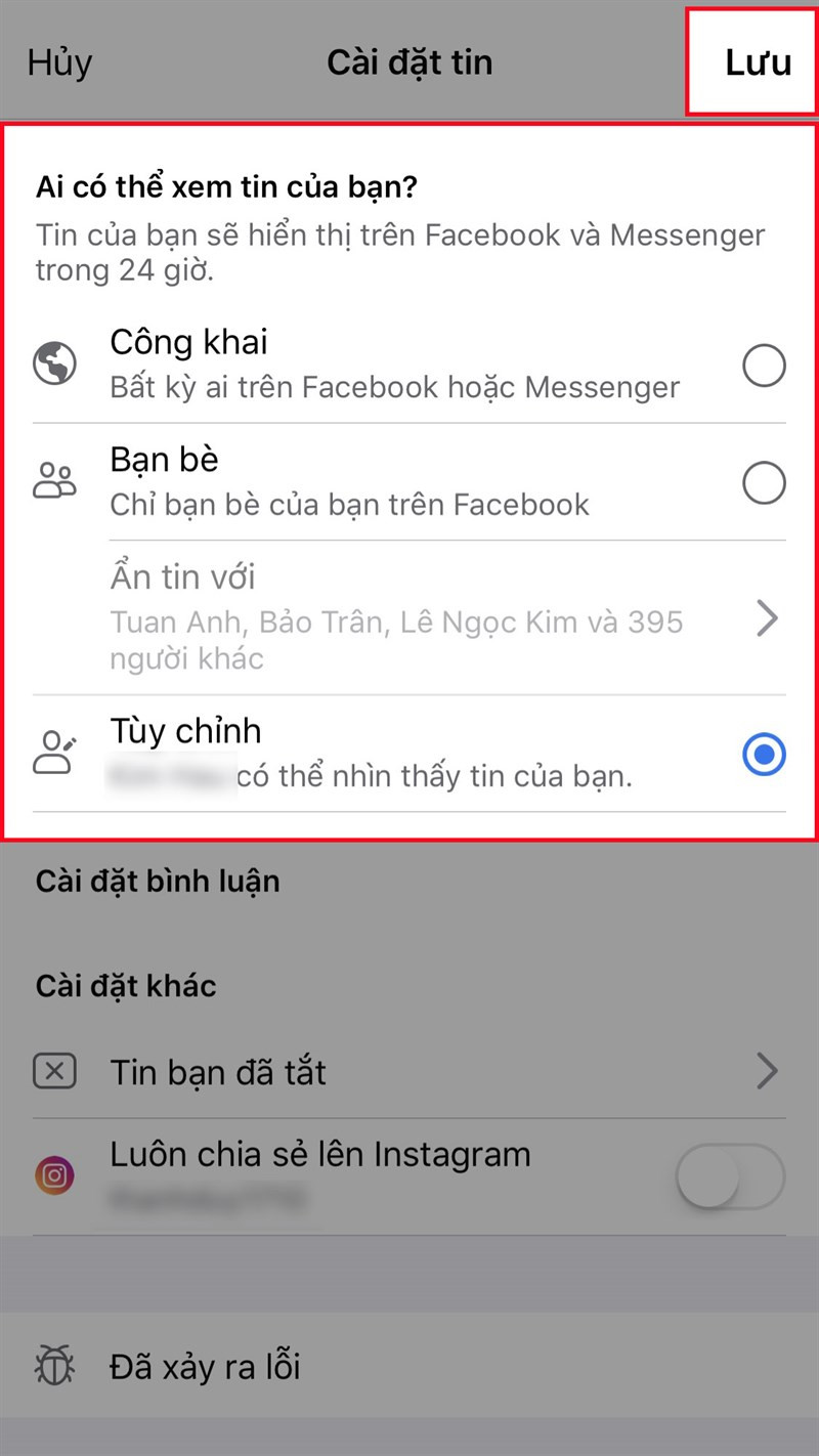 Tùy chỉnh quyền riêng tư