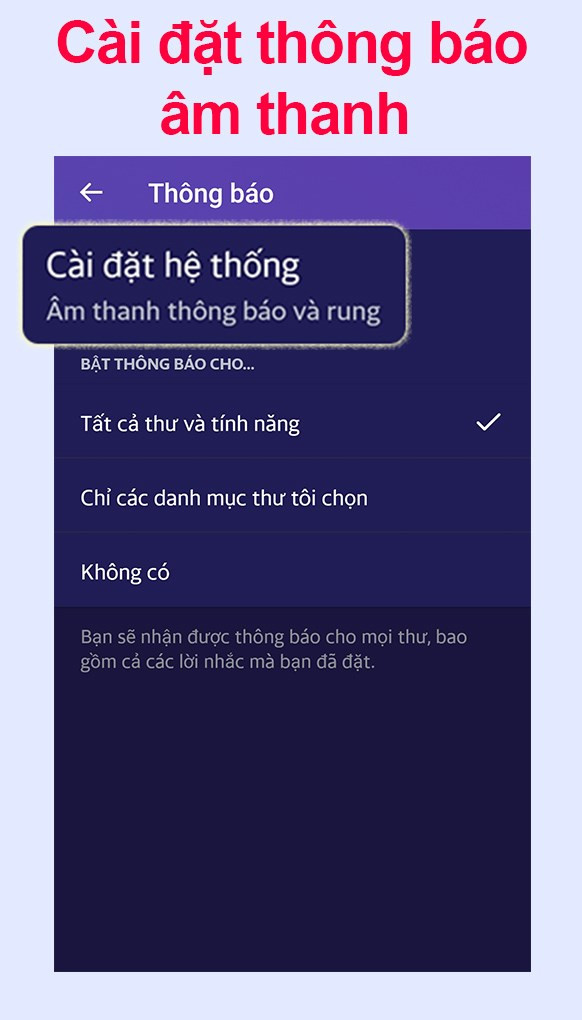 Tùy chỉnh thông báo Yahoo Mail