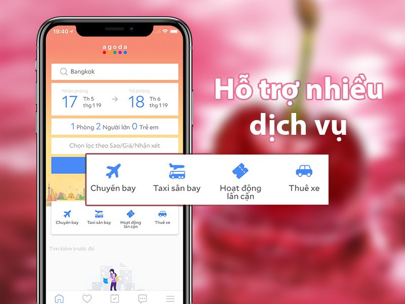 Ứng dụng Agoda hỗ trợ nhiều dịch vụ khác.