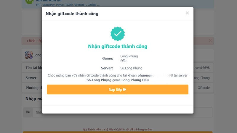 Hướng Dẫn Nhập Code Long Phụng Đấu VTC Mobile Nhận Quà Khủng