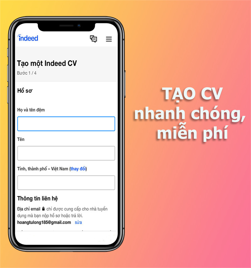 Việc làm Indeed hỗ trợ tạo CV miễn phí