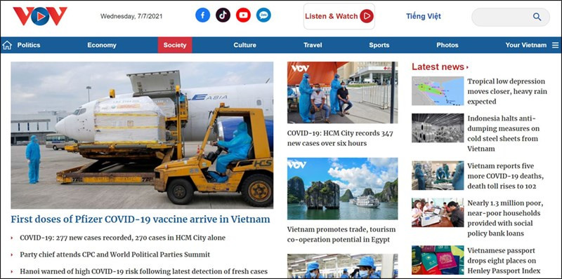 VOV - Trang web đọc báo tiếng Anh