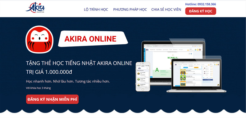 Web học tiếng Nhật online miễn phí Akira Education