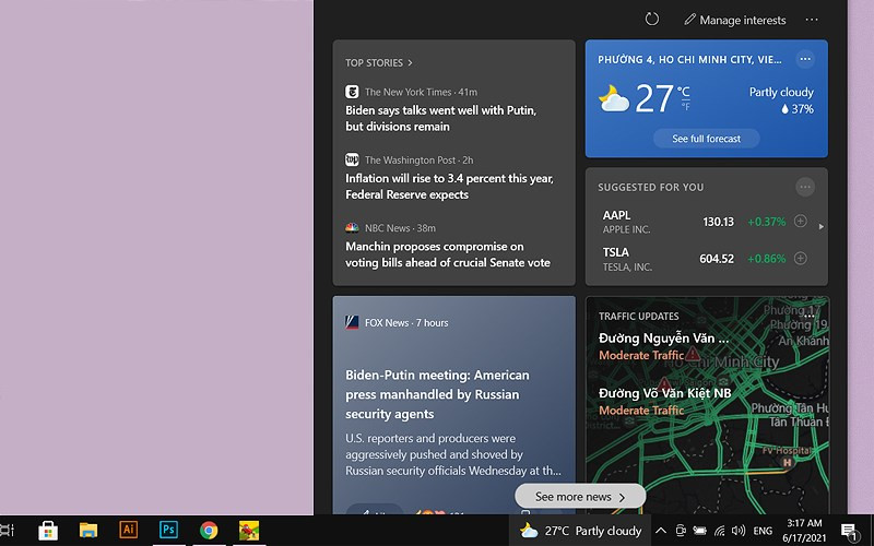 Widget thời tiết trên Windows 10