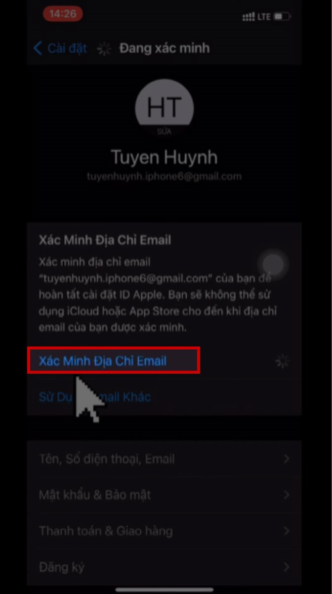 Xác minh tài khoản qua email