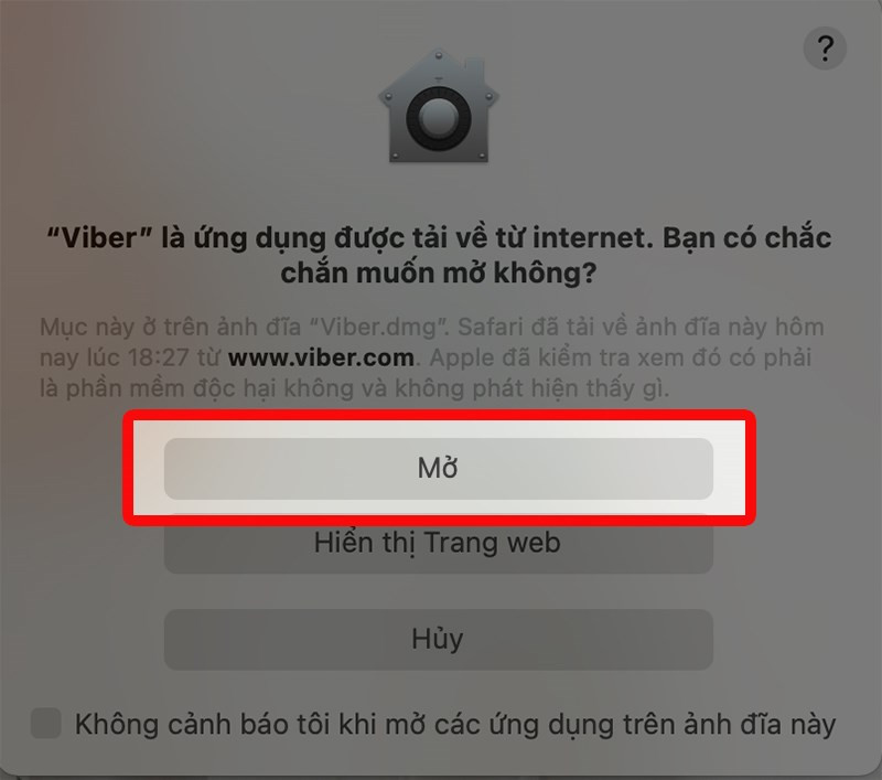 Xác nhận cài đặt Viber