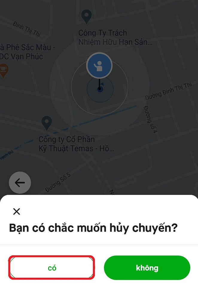 Xác nhận hủy đơn GoRide