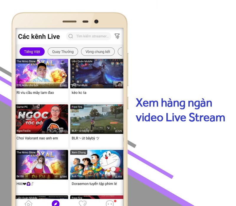 Xem hàng ngàn video Live Stream