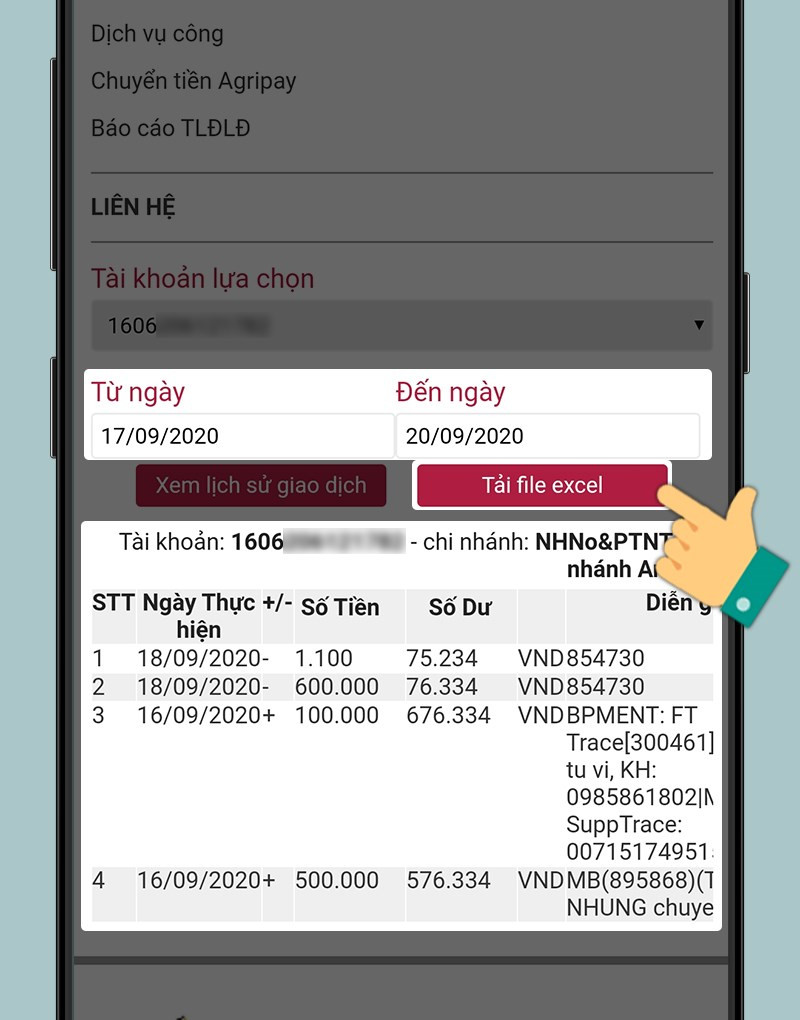 Xem lịch sử giao dịch trên Internet Banking