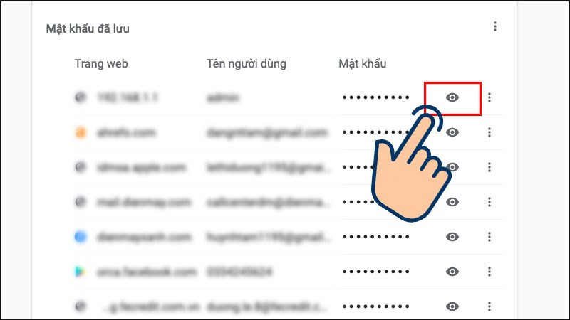 Xem mật khẩu đã lưu