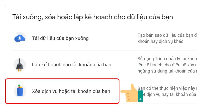 Xóa dịch vụ hoặc tài khoản của bạn