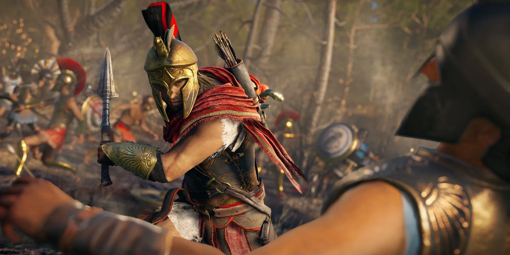 Alexios đánh bại kẻ thù trong Assassin's Creed Odyssey, bối cảnh Hy Lạp cổ đại