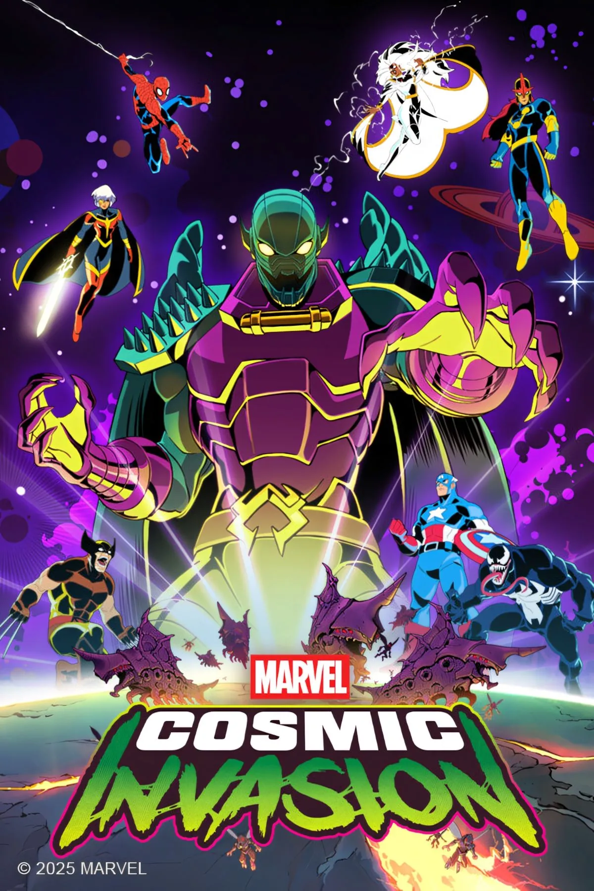 Ảnh bìa chính thức của game Marvel Cosmic Invasion với các siêu anh hùng