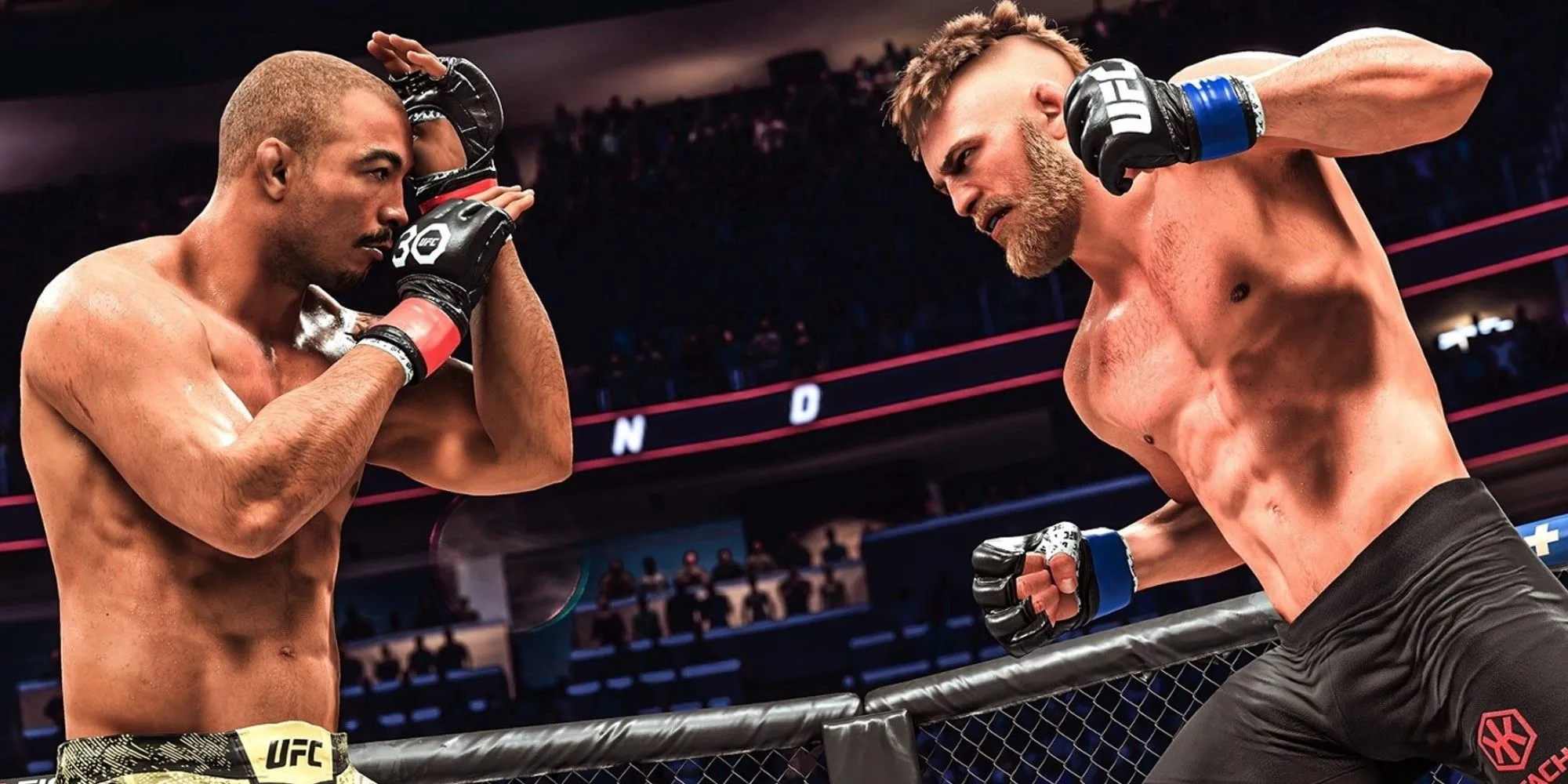 Ảnh bìa EA Sports UFC 5 với các võ sĩ nổi tiếng, tựa game đối kháng hấp dẫn trên PS Plus