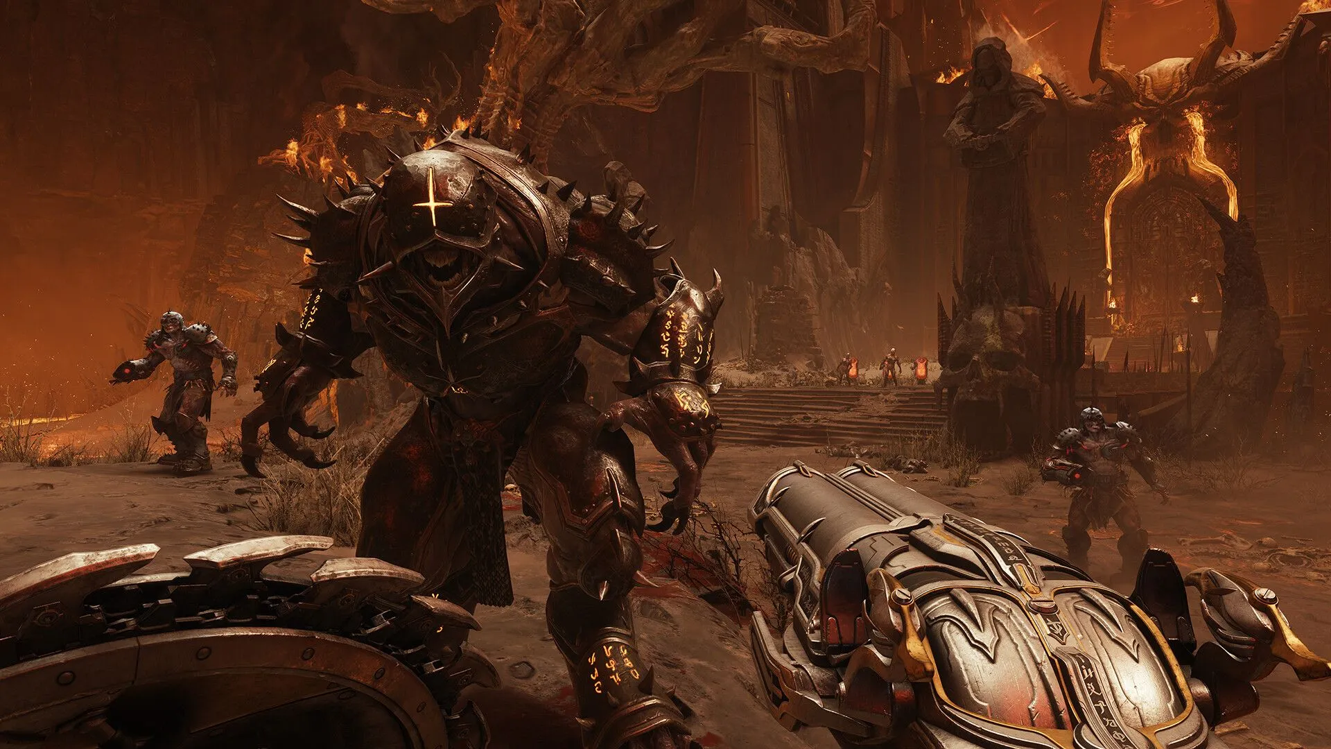 Ảnh chụp màn hình gameplay DOOM The Dark Ages, thể hiện môi trường và kẻ thù