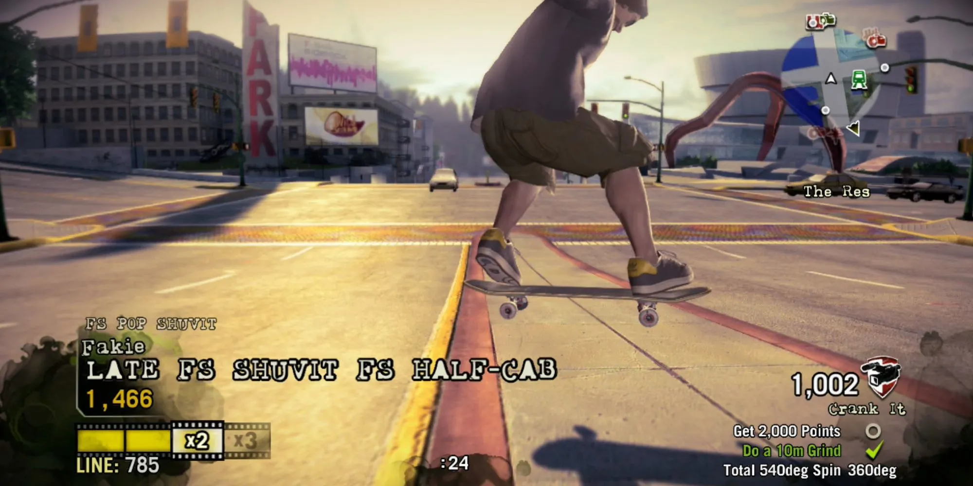 Ảnh chụp màn hình một pha trượt ván điệu nghệ trong game EA Skate đời đầu
