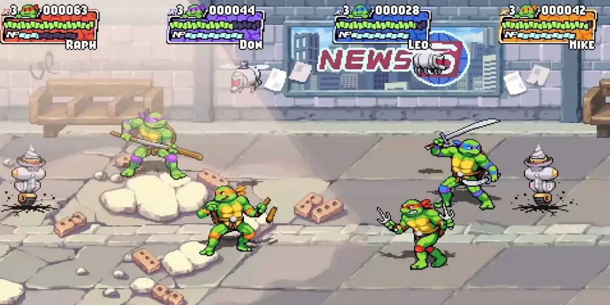 Ảnh gameplay co-op đông vui của Teenage Mutant Ninja Turtles: Shredder's Revenge