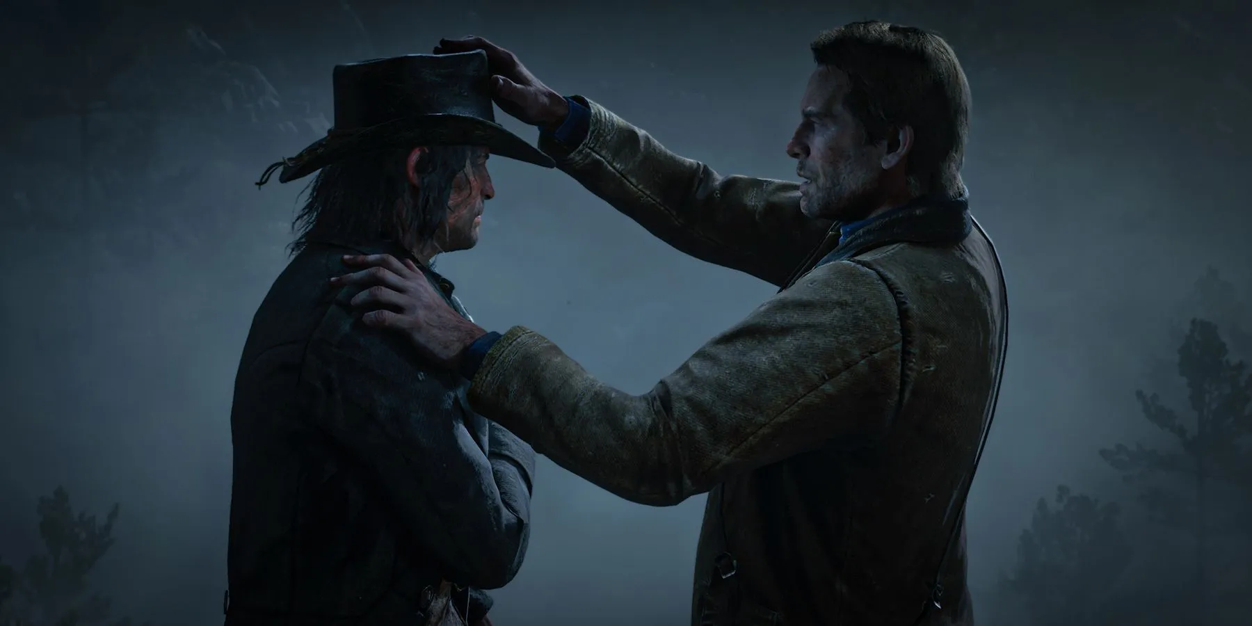 Arthur Morgan trao chiếc mũ của mình cho John Marston trong một khoảnh khắc đầy cảm xúc của Red Dead Redemption 2