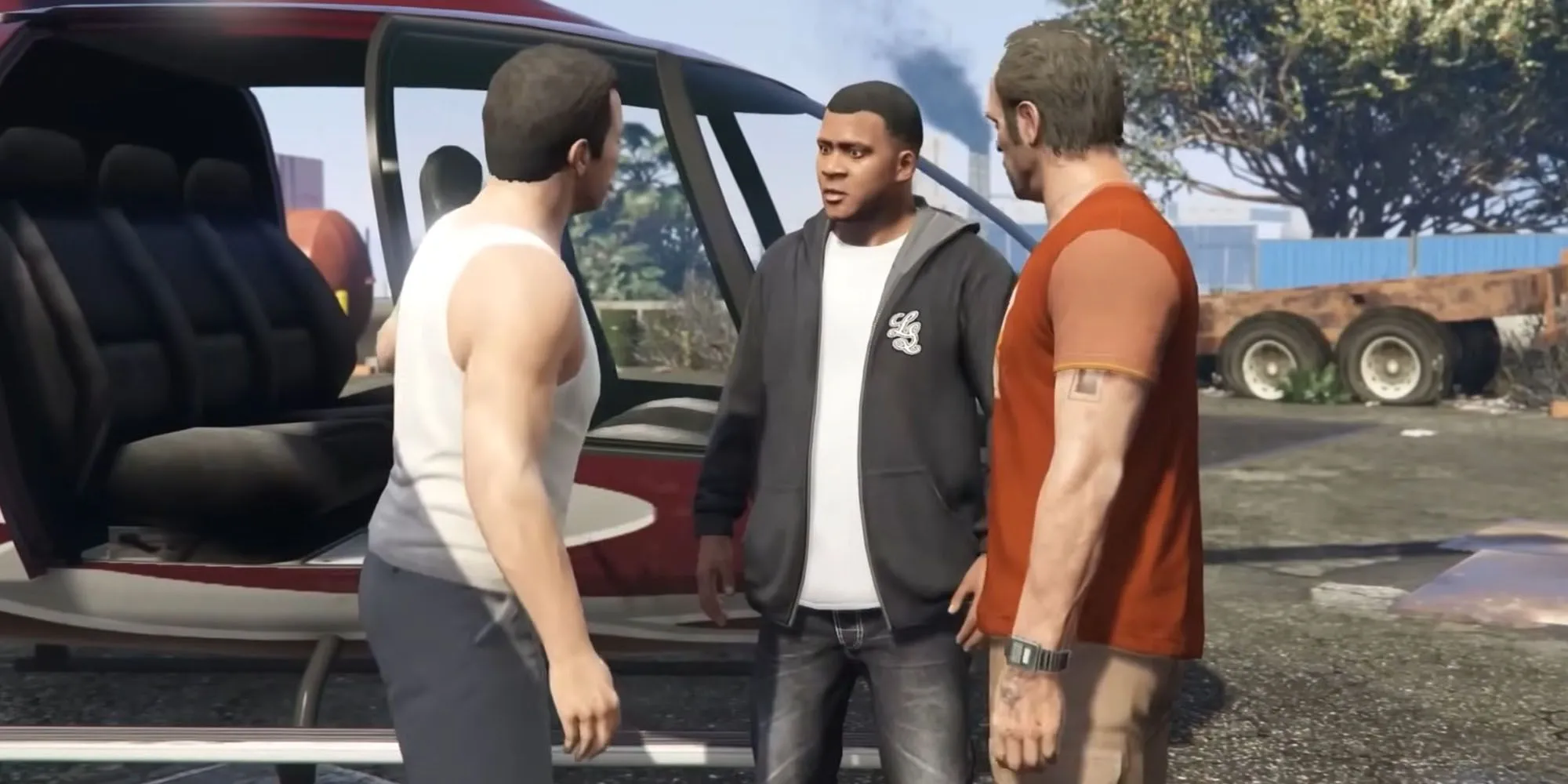 Ba nhân vật chính GTA V trong nhiệm vụ Three's Company