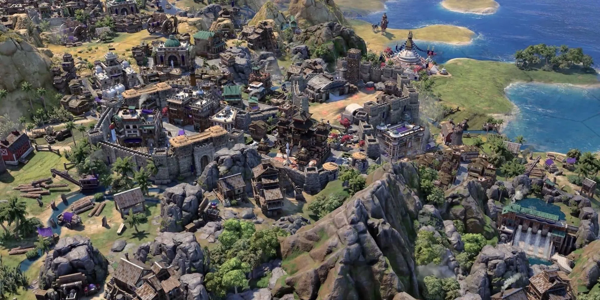Các công trình kiến trúc đa dạng trong Civilization 7 thể hiện sự phát triển của nền văn minh