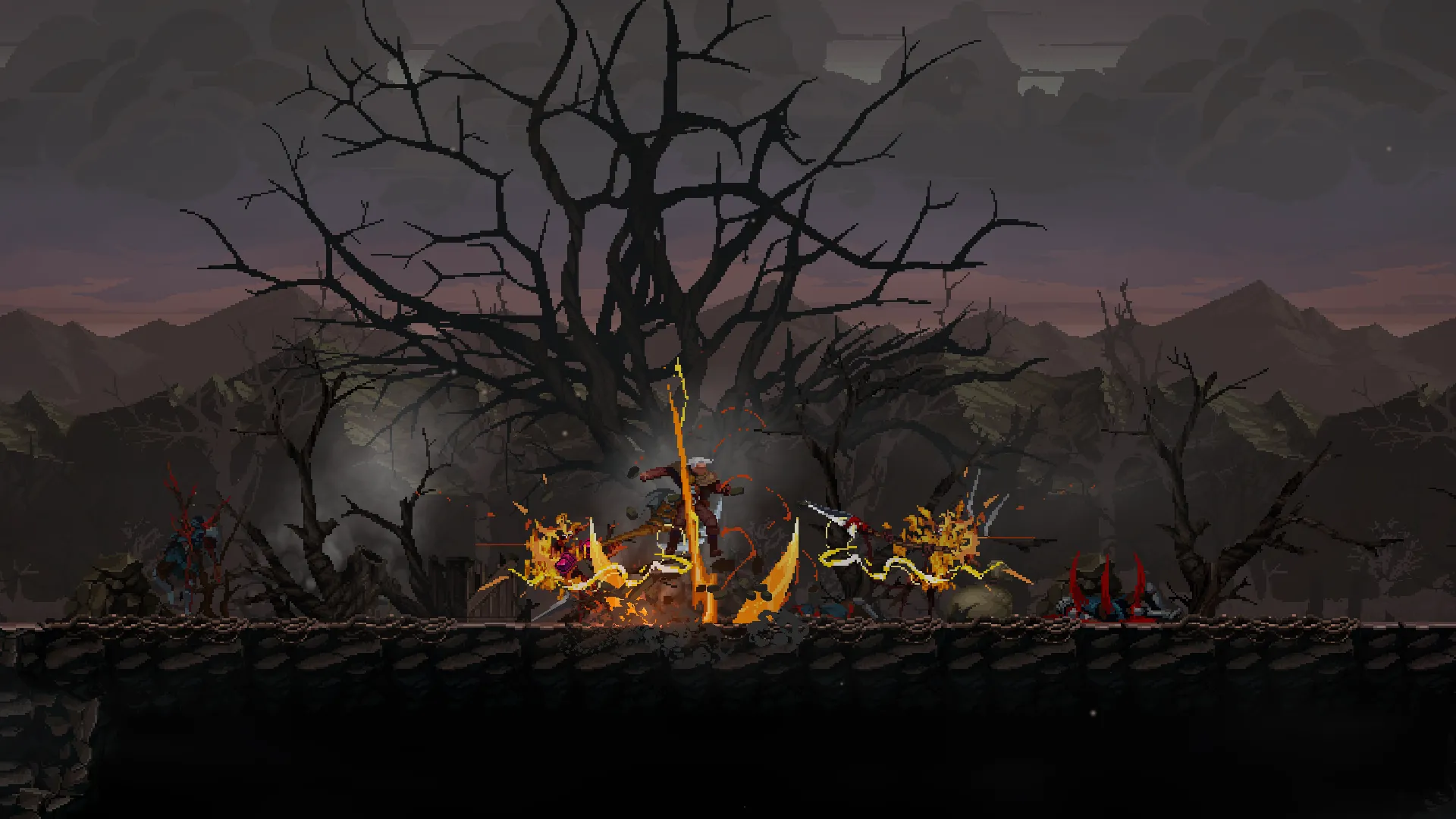 Dragon Is Dead: Khi Roguelite Màn Hình Ngang Gặp Gỡ Hệ Thống RPG Sâu Sắc Của Diablo? 1 Cảnh chiến đấu 2D hack-and-slash trong game roguelite Dragon Is Dead