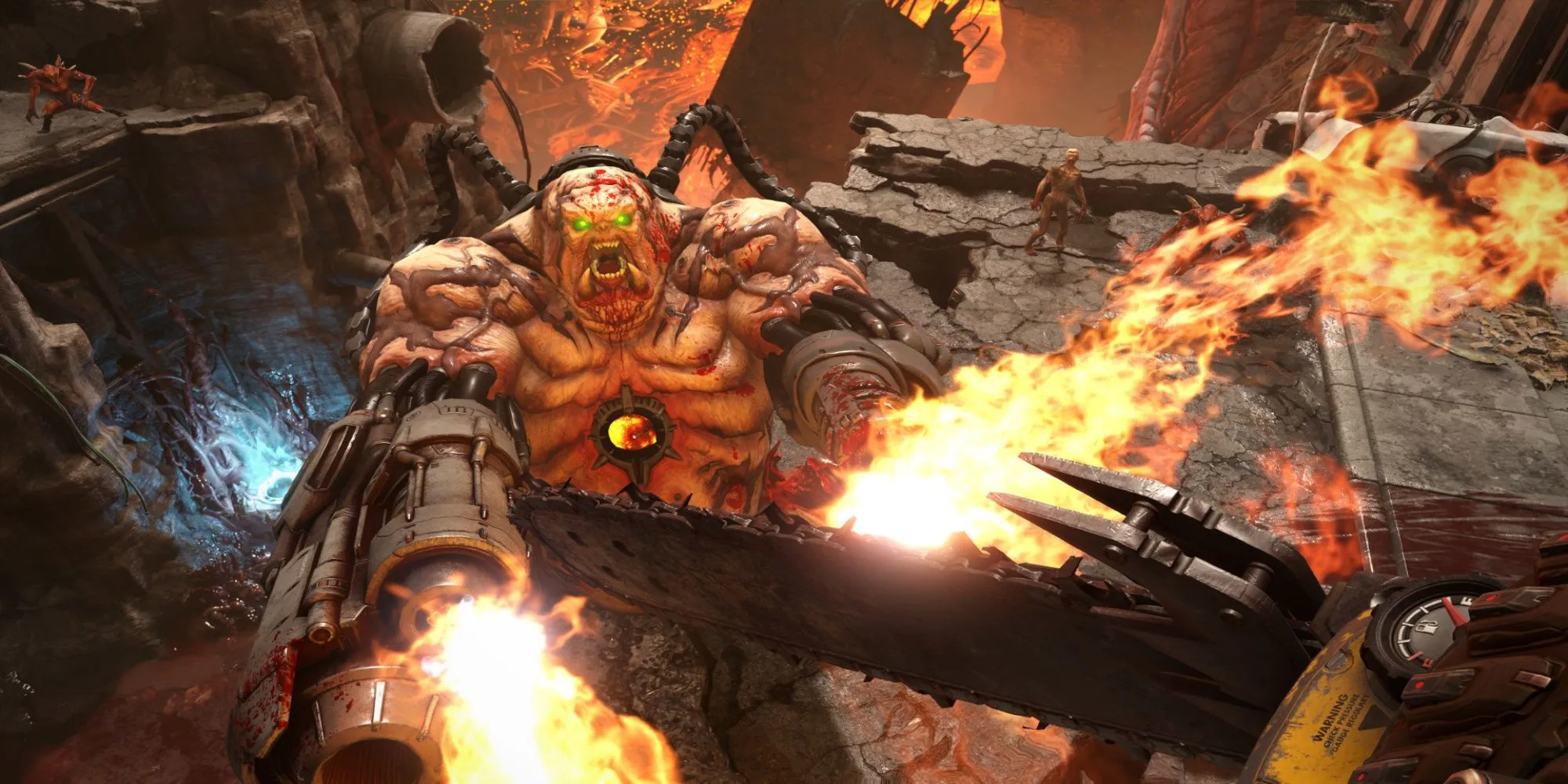 Cảnh chiến đấu dữ dội trong game bắn súng DOOM Eternal, một game hay trên Game Pass
