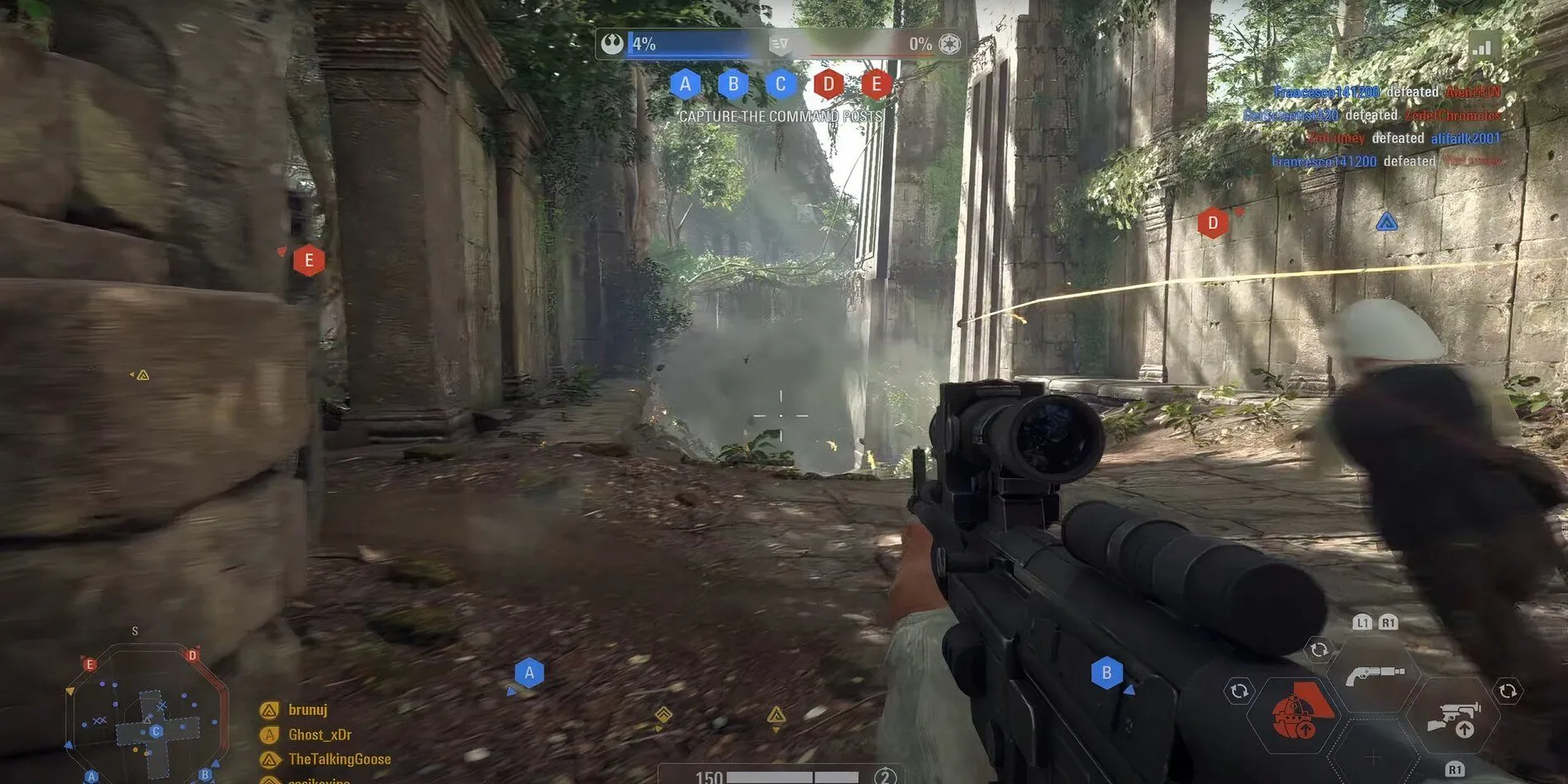 Cảnh chiến đấu multiplayer trong game Star Wars Battlefront 2