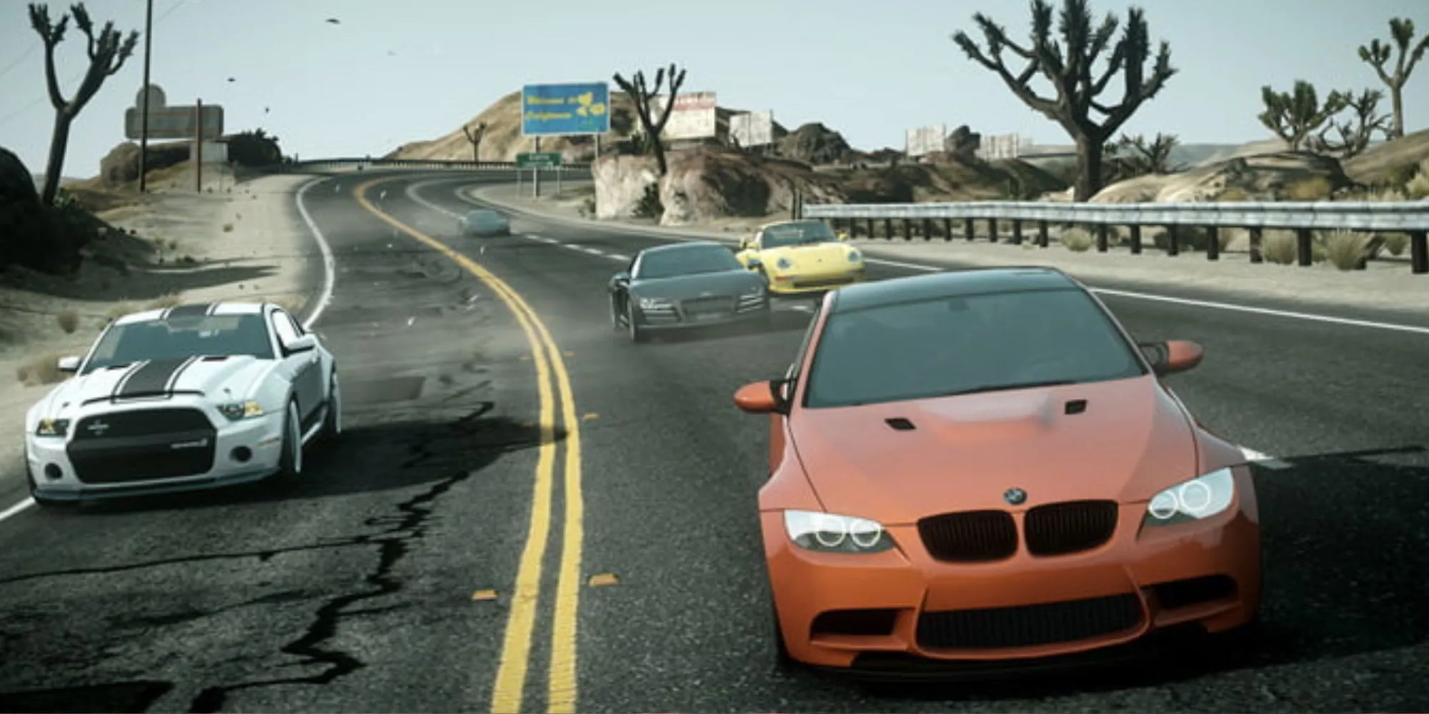 Cảnh đua xe tốc độ cao trong Need for Speed The Run, thể hiện môi trường đa dạng từ thành phố đến sa mạc