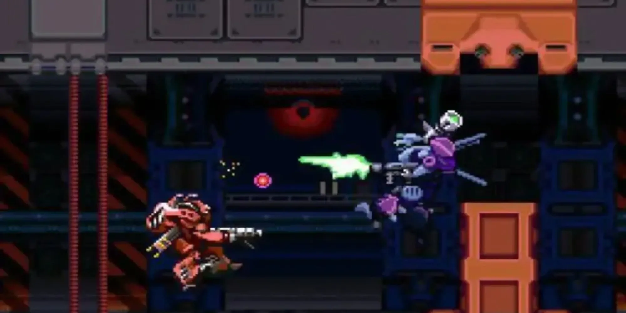 Cảnh hành động của mecha trong game Metal Warriors trên SNES