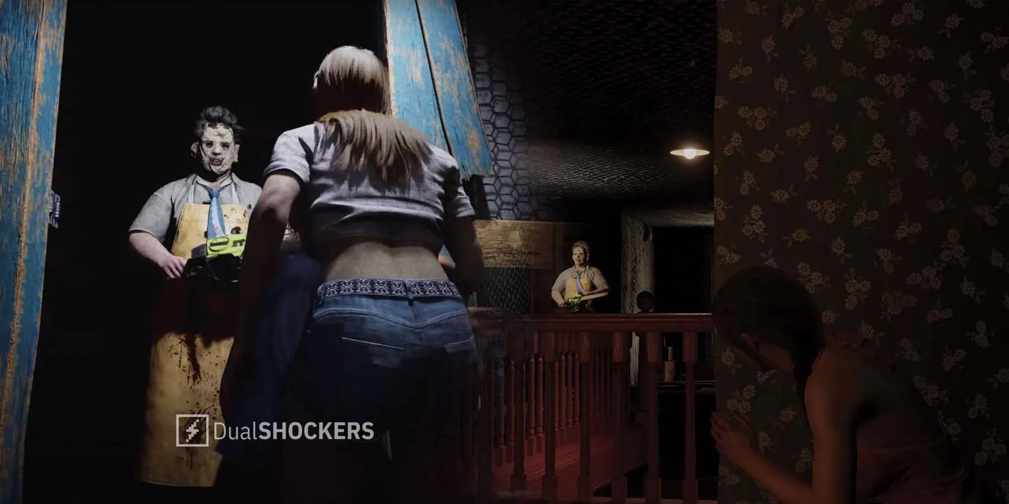 Cảnh hành động trong game asymmetrical horror The Texas Chain Saw Massacre.