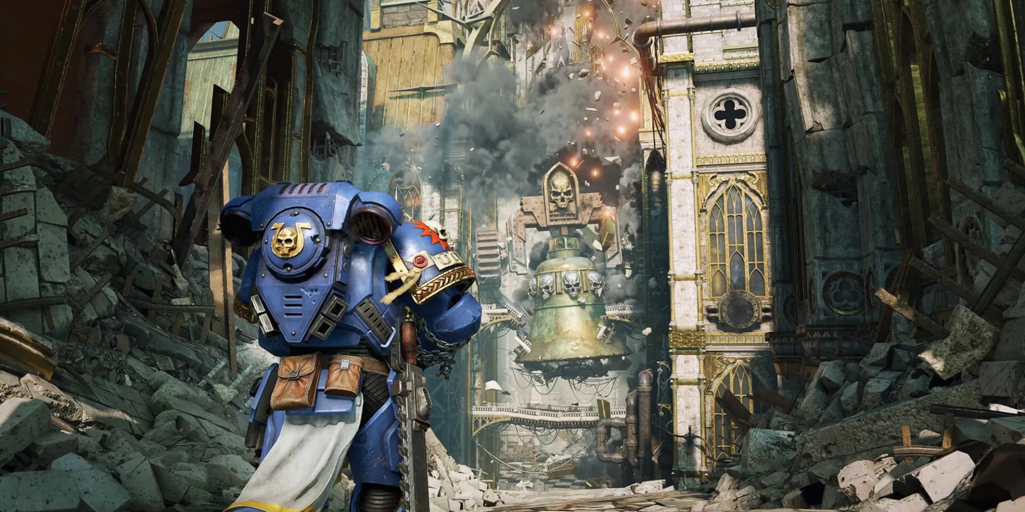 Chiến binh Space Marine trong Warhammer 40k Space Marine 2 đối đầu kẻ thù